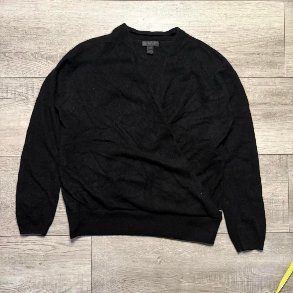 Black Saks Fifth Avenue 100% Cashmere Crossover Sweater Women Size M